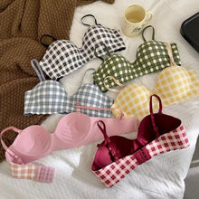 Load image into Gallery viewer, Check Design Hand Shape Half Cup Padded Bra