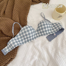 Load image into Gallery viewer, Check Design Hand Shape Half Cup Padded Bra