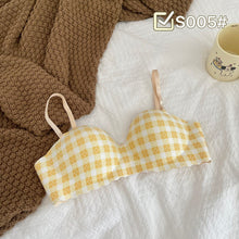 Load image into Gallery viewer, Check Design Hand Shape Half Cup Padded Bra