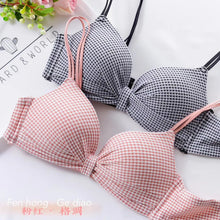 Load image into Gallery viewer, Dotted Bow Style Medium Padded Double Stripped Bra & Underwear Set