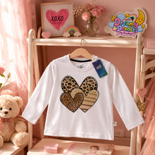 Load image into Gallery viewer, Dreamy Doodles Leopard Heart Bow Girls Full-Sleeve Top