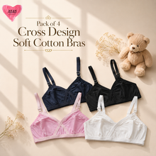 Load image into Gallery viewer, Pack of 4 Xoxo Cross Design Very Soft Cotton Bras