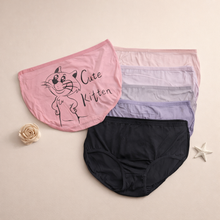 Load image into Gallery viewer, Back Side Cute Kitten Written Soft Underwear