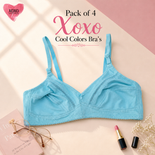 Load image into Gallery viewer, Pack of 4 Fine Quailty Cool Colors Breathable Bra
