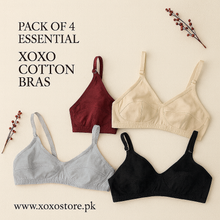 Load image into Gallery viewer, Pack of 4 Essential Xoxo Cotton Bras