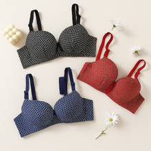 Load image into Gallery viewer, Dotted Cotton Medium Padded Laced Wired Pushup Bra