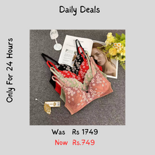 Load image into Gallery viewer, Flower Design Thin Padded Deep Cleavage Daily Wear Bra ( Only Bra )