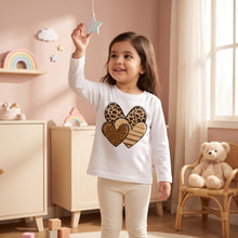 Load image into Gallery viewer, Dreamy Doodles Leopard Heart Bow Girls Full-Sleeve Top