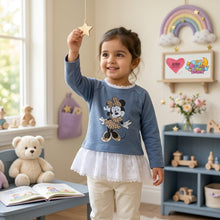 Load image into Gallery viewer, Dreamy Doodles Blue Lace Hem Mouse Print Girls Top