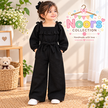 Load image into Gallery viewer, Noor Collection Girls’ Black Bow Jumpsuit