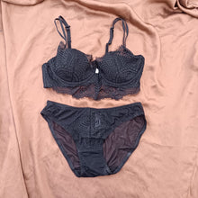 Load image into Gallery viewer, Very Thin Padded Half Cup Pushup Wired Net Bra & Panty Set