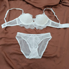 Load image into Gallery viewer, Very Thin Padded Half Cup Pushup Wired Net Bra & Panty Set
