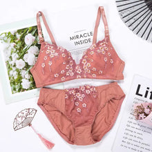 Load image into Gallery viewer, Flower Design Thin Padded Deep Cleavage Daily Wear Bra ( Only Bra )