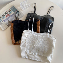 Load image into Gallery viewer, Retro Pu Leather Camisole/ Tank Top with Built-In Bra Pads