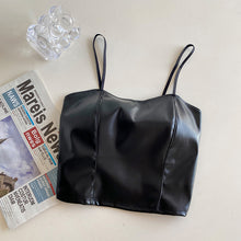 Load image into Gallery viewer, Retro Pu Leather Camisole/ Tank Top with Built-In Bra Pads