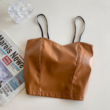 Load image into Gallery viewer, Retro Pu Leather Camisole/ Tank Top with Built-In Bra Pads