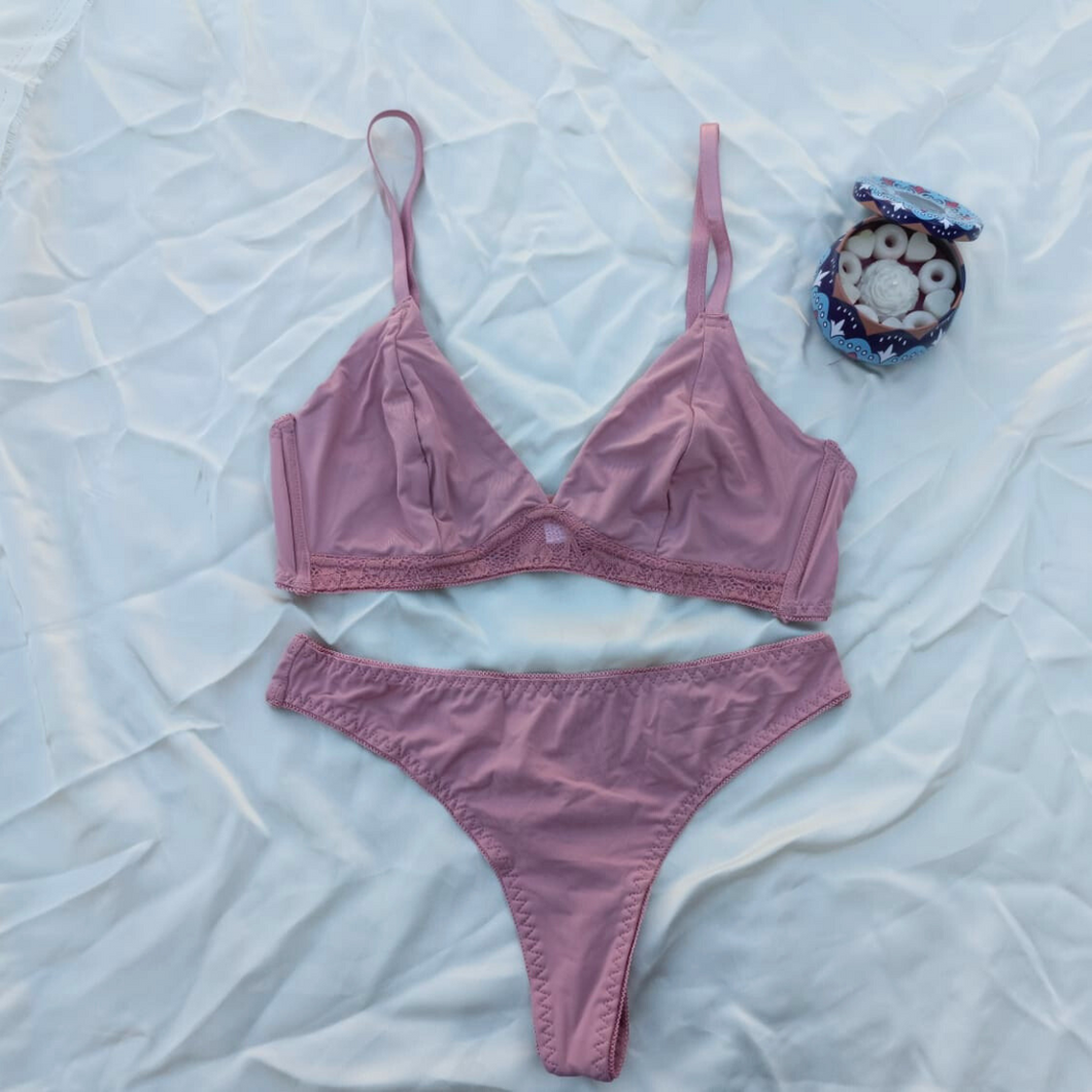 Very Soft & Smooth Non Padded Bra & Thongs Set ( SHEIN)