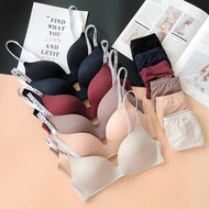 Deep Cleavage Different Strips Smooth Single Padded Bra & Underwear Set
