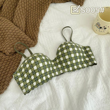Load image into Gallery viewer, Check Design Hand Shape Half Cup Padded Bra
