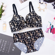 Double Padded Flower Design Bra & Underwear Set