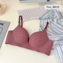 Load image into Gallery viewer, Check Design Hand Shape Medium Padded Deep Cleavage Bra

