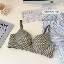 Load image into Gallery viewer, Check Design Hand Shape Medium Padded Deep Cleavage Bra

