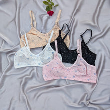 Load image into Gallery viewer, Basic Cotton Flower Design Non Padded Bra
