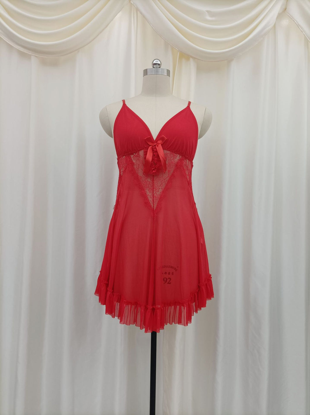 Short Length Straight Strips Elegant Nighty (8143)