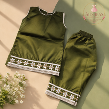 Load image into Gallery viewer, ✨ Olive Green Kattan Silk 2-Piece Suit

