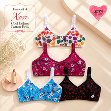 Load image into Gallery viewer, Pack of 4 Xoxo Cotton Cool Design Bra's
