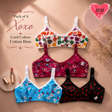 Load image into Gallery viewer, Pack of 4 Xoxo Cotton Cool Design Bra's

