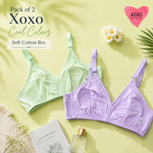 Load image into Gallery viewer, Pack of 2 Xoxo Cool Colors  Soft Cotton Bra's

