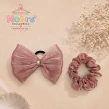 Load image into Gallery viewer, Pack of 2 Round &amp; Bow Scrunchies By Noor's Collection
