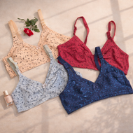 Small Flower Design Very Fine Quailty Daily Wear Jersey Bra
