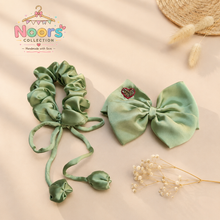 Load image into Gallery viewer, Pack of 1 Round Scrunchie+ 1 Bow Pin By Noor
