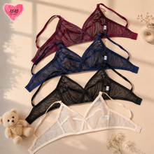 Load image into Gallery viewer, Pack of 4 Hollow Xoxo Soft Net Bra
