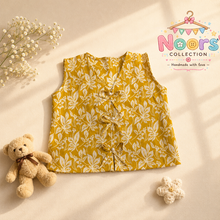 Load image into Gallery viewer, Girls Mustard Floral Co-ord Set – Top &amp; Shorts- Noor's Collection
