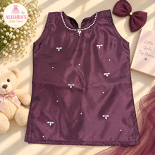 Load image into Gallery viewer, Alishba’s Little Closet – Elegant Plum 4-Piece Party Dress Set
