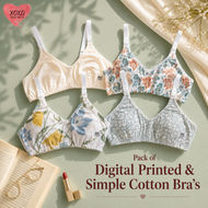 Pack of 4 Xoxo Digital Printed & Simple Cotton Bra's