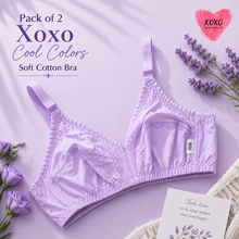 Load image into Gallery viewer, Pack of 2 Xoxo Cool Colors  Soft Cotton Bra's
