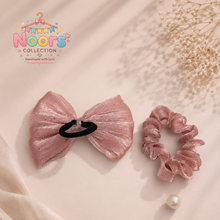 Load image into Gallery viewer, Pack of 2 Round &amp; Bow Scrunchies By Noor's Collection
