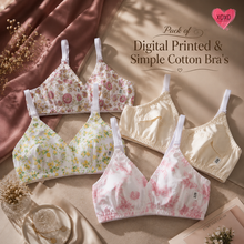 Load image into Gallery viewer, Pack of 4 Xoxo Digital Printed &amp; Simple Cotton Bra's
