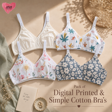 Load image into Gallery viewer, Pack of 4 Xoxo Digital Printed &amp; Simple Cotton Bra's
