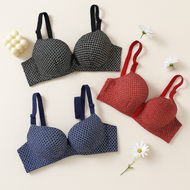 Dotted Cotton Medium Padded Laced Wired Pushup Bra