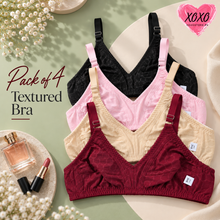 Load image into Gallery viewer, Pack of 4 Textured Daily Wear Bra
