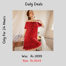 Load image into Gallery viewer, Off Shoulder Design Net Nighty (711)
