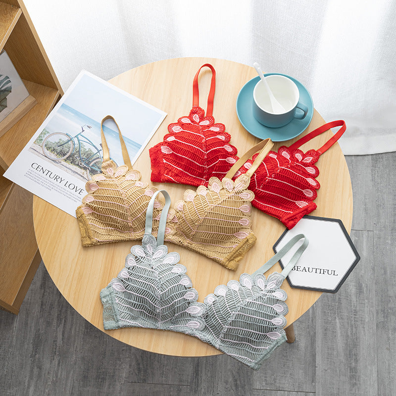 Crochet Thin Light Padded Leaf Design Bra