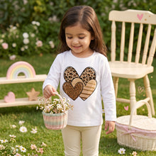 Load image into Gallery viewer, Dreamy Doodles Leopard Heart Bow Girls Full-Sleeve Top
