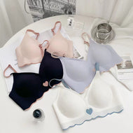 Heart Design Elastane Silicon Type Daily Wear Single Padded Bra With Removeable Pads