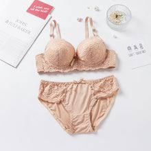Load image into Gallery viewer, Lace Wired Flower Design Medium Padded Bra &amp; Panty Set

